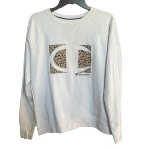 Champion Cheetah Animal Print Beige Sweatshirt Pullover Women’s Size Large L